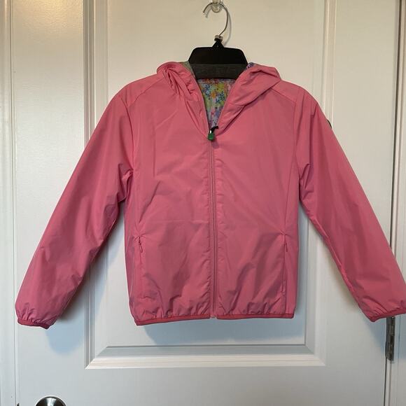 NWT Save The Duck Reversible Puffer Jacket Coat Size 6 Pink Multicolor Abstract - Picture 5 of 15